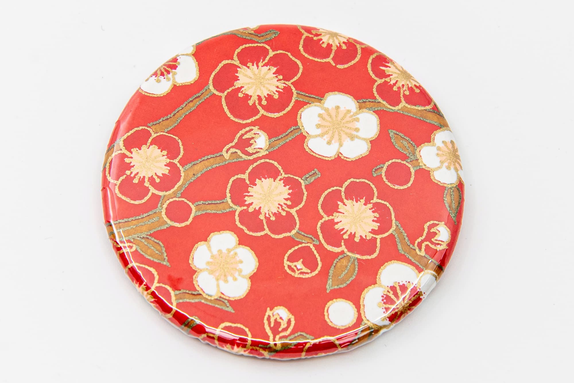 Miroir de poche « rouge fleuri »