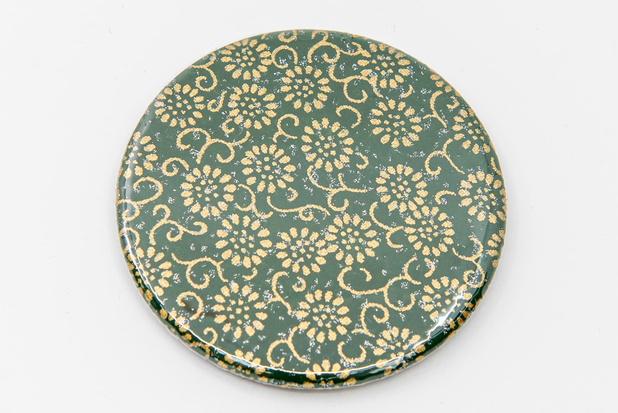 Miroir de poche « vert fleuri  »