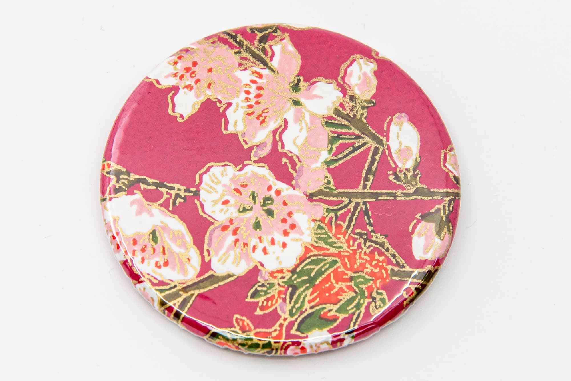 Miroir de poche « fushia fleuri  »