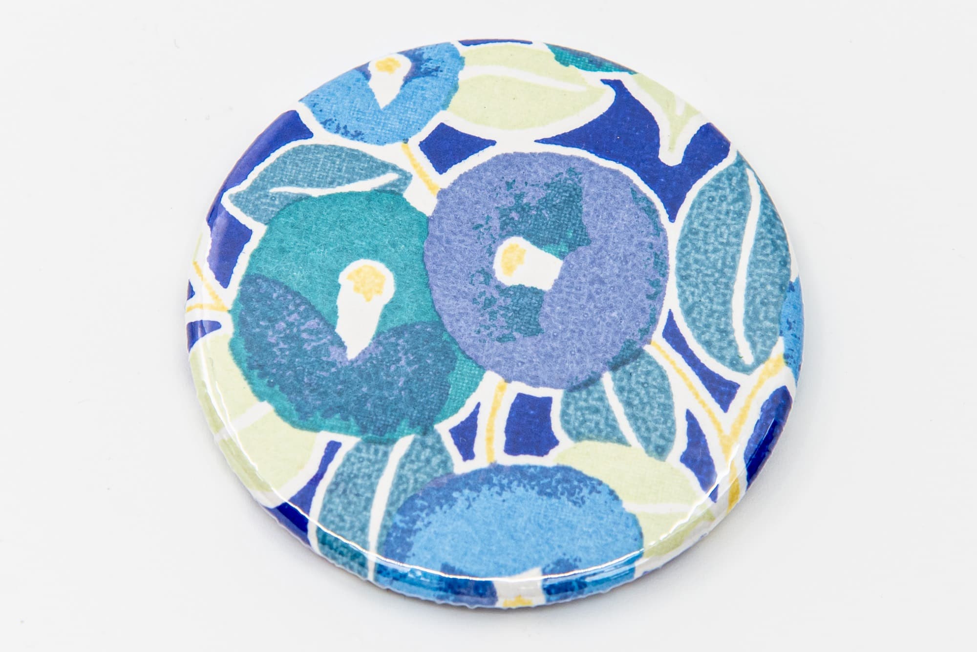 Miroir de poche «fleurs bleues »