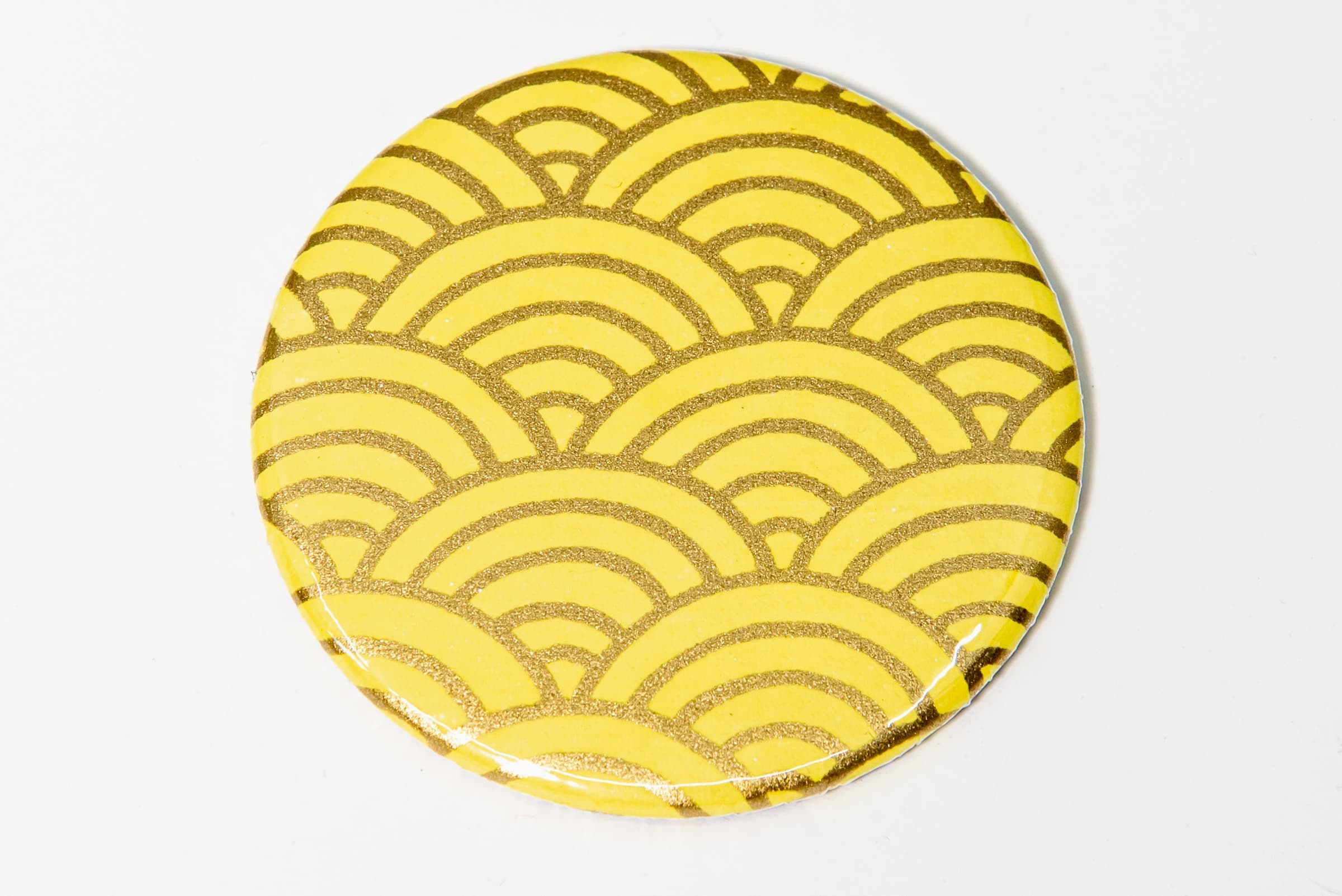 Miroir de poche « vague jaune or »