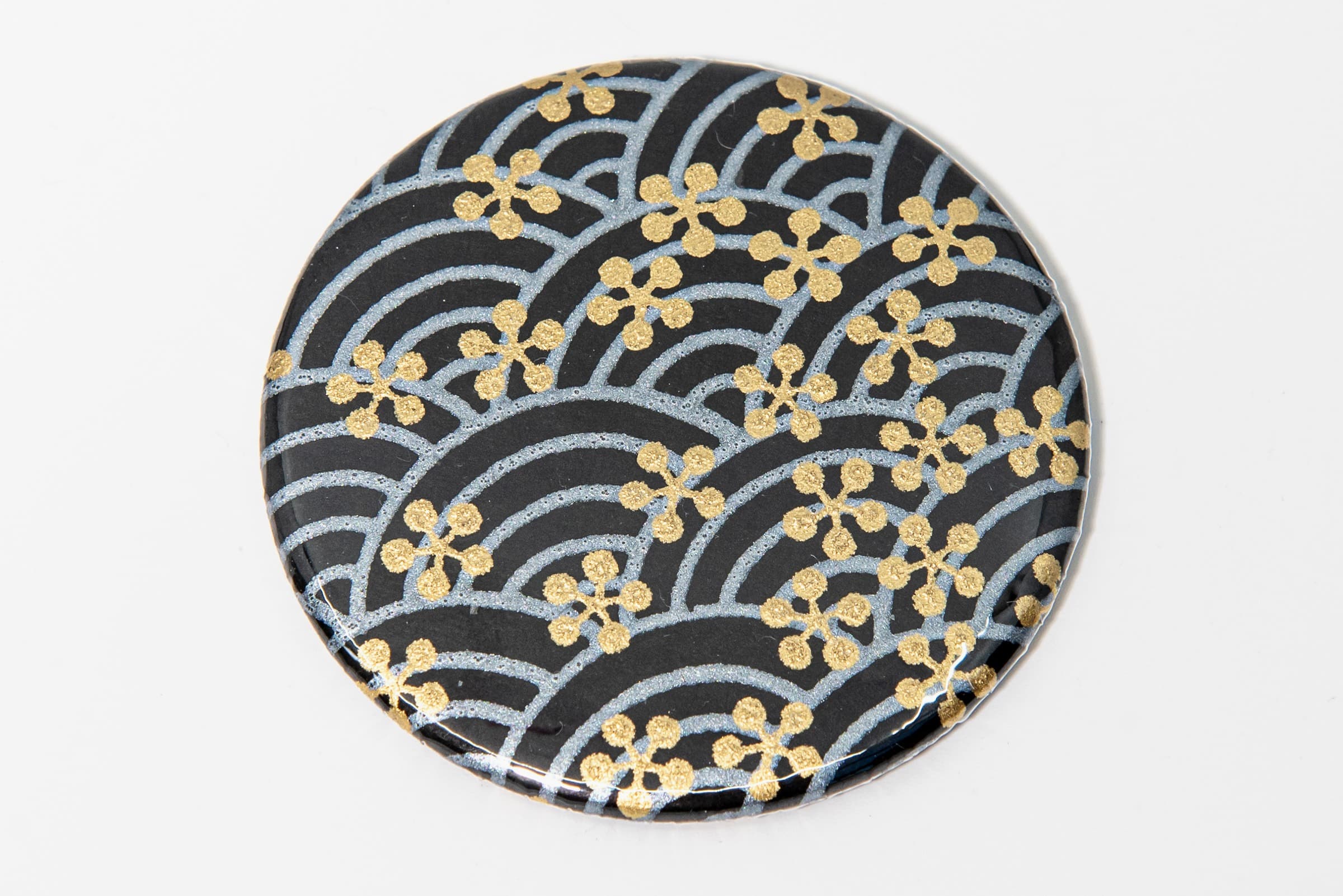 Miroir de poche « noir or et argent »