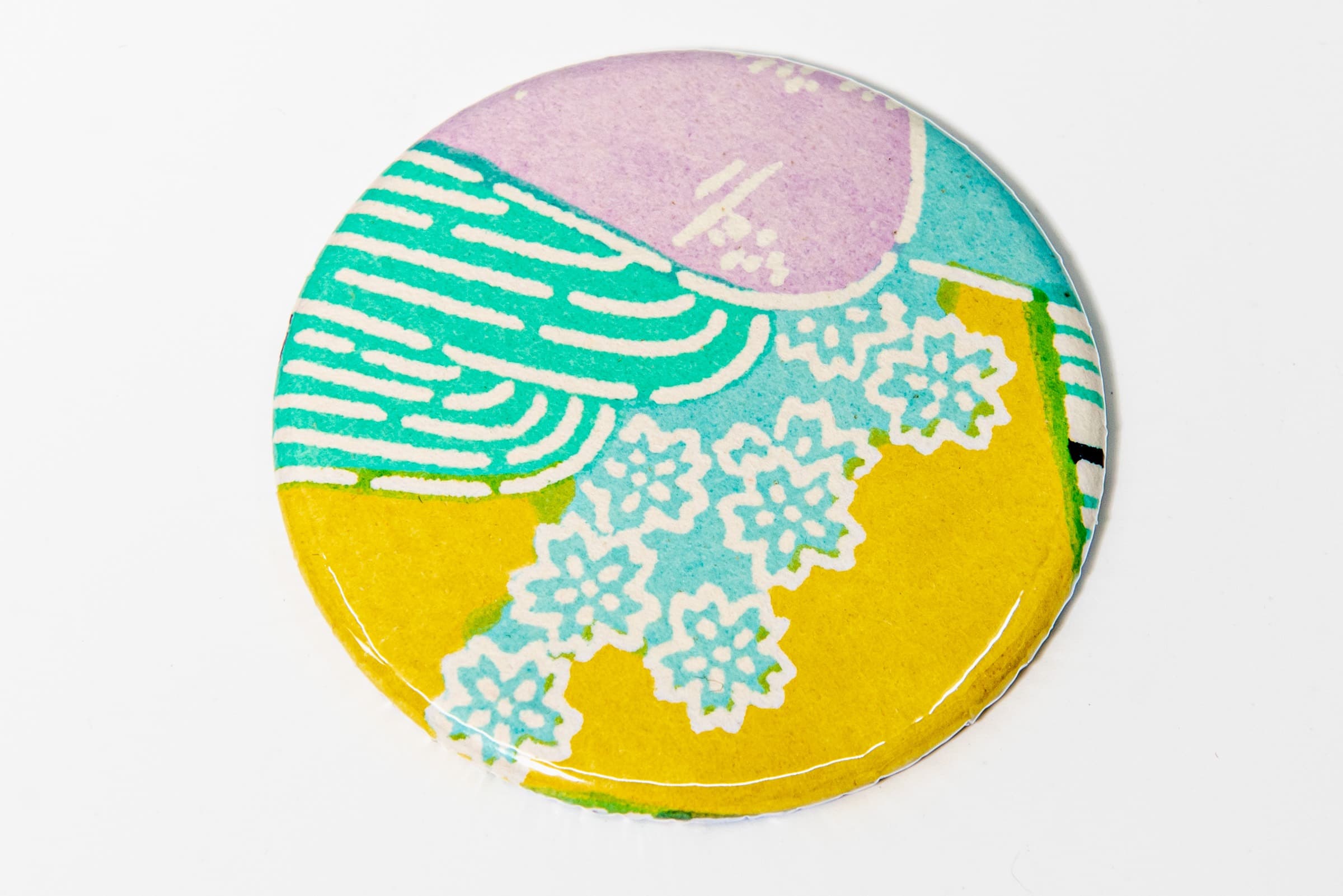 Miroir de poche « turquoise rose moutarde »