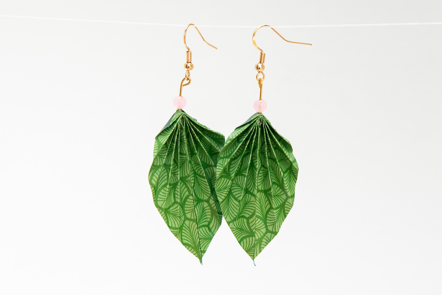 Boucles d'oreilles papier pliage origami imprimé wax fleur - France