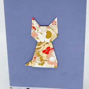Carte origami chat bleu lavande