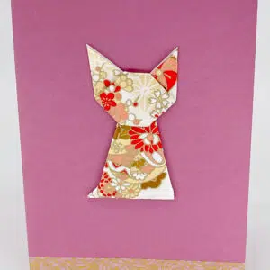 Carte origami chat rose hortensia