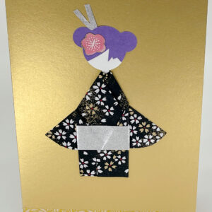 Carte origami geisha noir et or