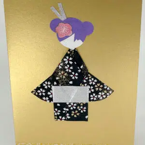 Carte origami geisha noir et or