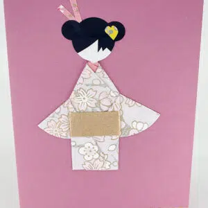 Carte origami geisha rose hortensia