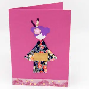 Carte geisha violette fleurie