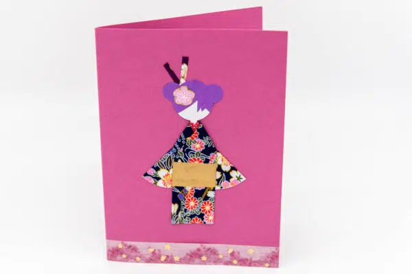 Carte geisha violette fleurie