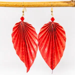 Boucles d’oreilles grandes feuilles « marine » – Image 2
