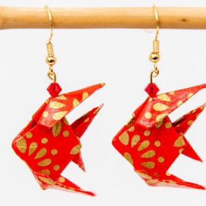 Boucles d’oreilles poisson rouge et or