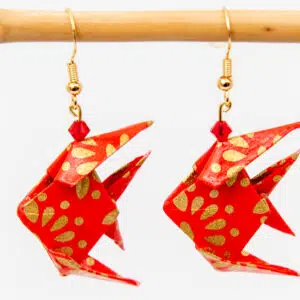 Boucles d’oreilles poisson rouge et or