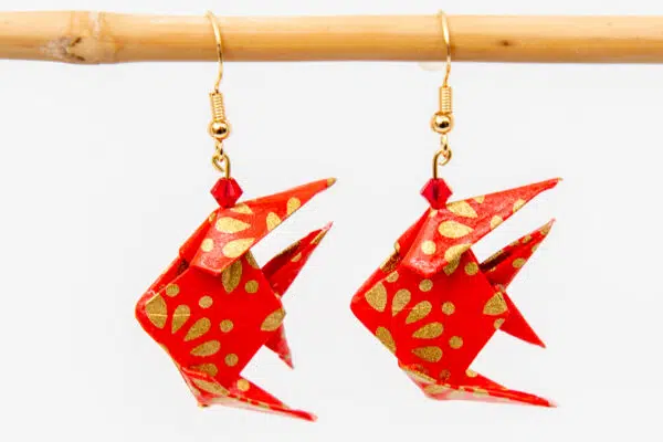 Boucles d’oreilles poisson rouge et or