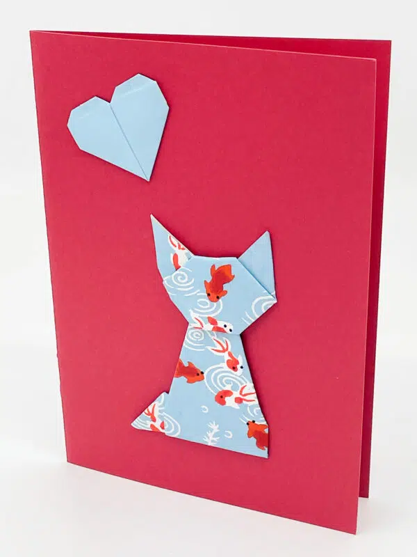 Carte chat poisson rouge