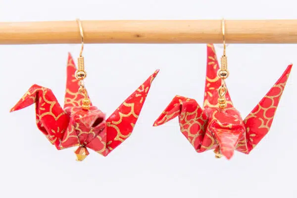 Boucles d’oreilles grues rouges