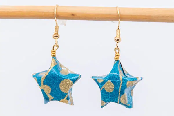 Boucles d’oreilles étoiles bleues/vertes