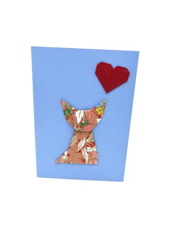 Carte « chat au cœur rouge »
