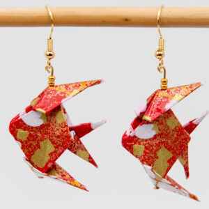Boucles d’oreilles poissons rouges et or