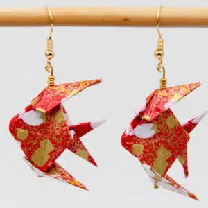 Boucles d’oreilles poissons rouges et or