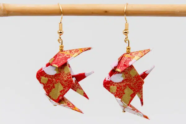 Boucles d’oreilles poissons rouges et or