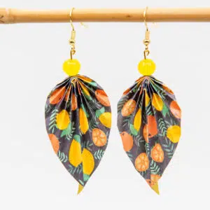 Boucles d’oreilles feuilles citron orange