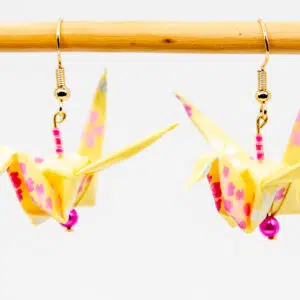 Boucles d’oreilles grues  jaunes
