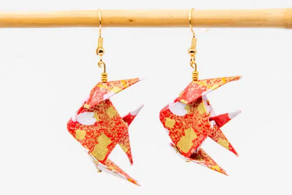 Boucles d’oreilles poissons rouges et or