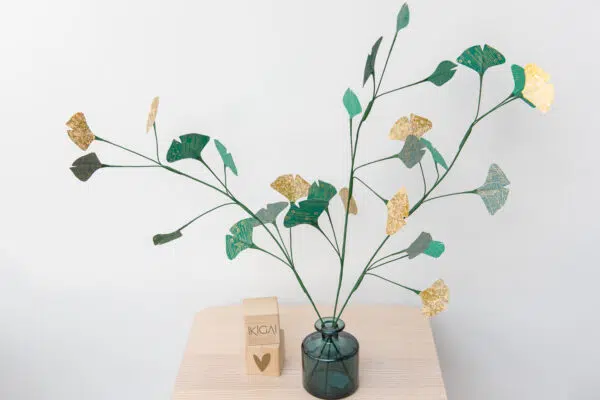 Bouquet « Ichō » vert et or