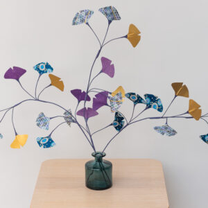 Bouquet « Ichō » violet bleu et or