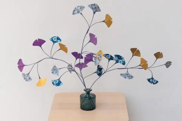 Bouquet « Ichō » violet bleu et or