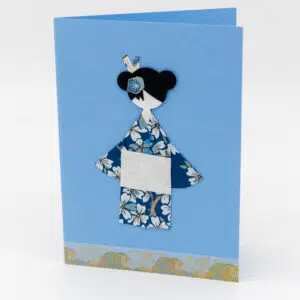 Carte geisha bleue et blanche