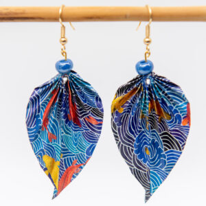 Boucles d’oreilles feuilles bleues