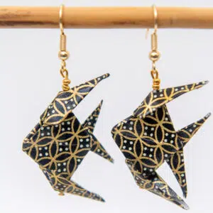 Boucles d’oreilles poissons noir et or